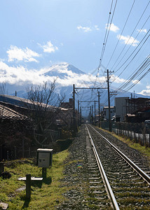 前往富士吉田市富士山铁路天空多图片