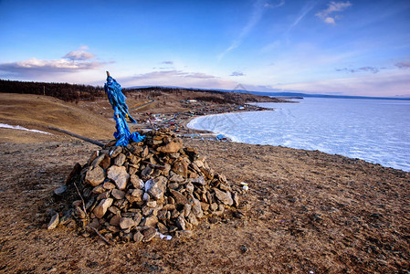 蒙古冬季风景Khubsugul湖K图片