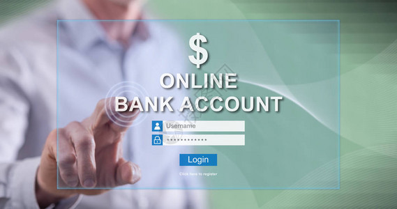 男人用手指触摸在线银行账户网站的触图片