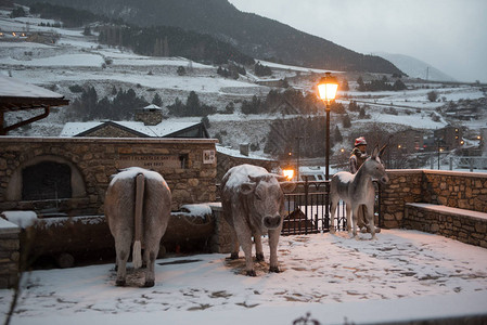 冬季Canillo市风景下雪图片