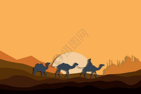 沙漠中的骆驼大篷图片