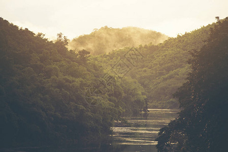 自然景观山区森林与湖泊图片