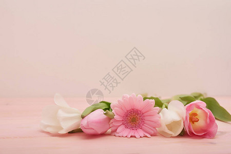 粉红色的背景与鲜花图片