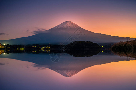 日本藤川口子日落时富士山图片