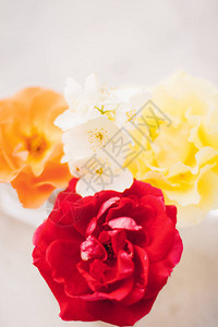 美丽的花卉平面组合婚礼装饰花店设计和完美的花园概图片