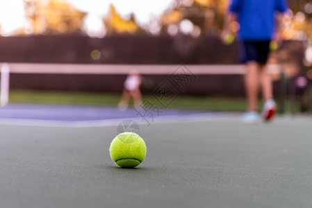 单黄色的网球在私人电击俱乐部网球课图片