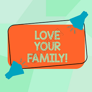 表示爱你的家庭每个会员都愿意为他们牺牲任何东西在彩色外观矩形状上图片