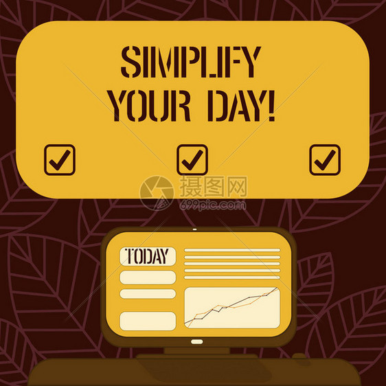概念手写显示简化您的一天商务照片文本使事情变得简单或减少到基本要素在桌面文本框中带有线图的图片