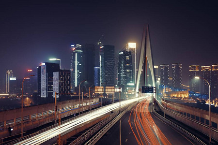 深夜在重庆的桥背景图片