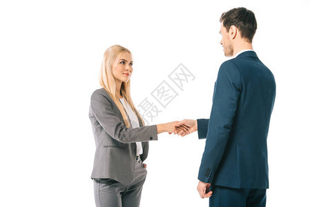 成功的商界人士握手在白线上图片