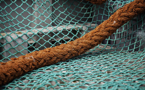 旧式渔网捕捞工具细图片