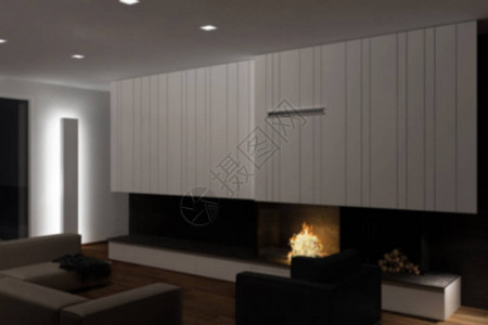 现代客厅配有镶木地板铁质细节和白色橱柜图片