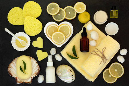 柠檬水疗美容护肤和身体护理产品图片