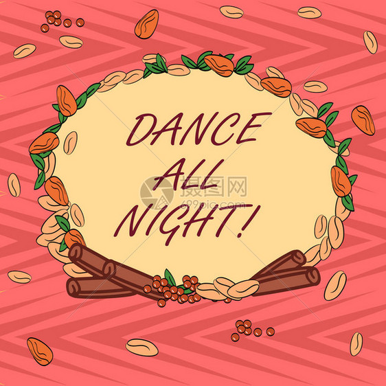 整个晚上跳舞全天候的商业概念整天都兴奋地享受着由不同彩种叶和卷肉桂合照制作的迪斯科壁画DiscoW图片