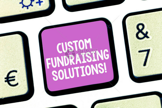 手写文本编写自定义筹款解决方案帮助在线筹集资金的概念意义软件键盘意图创建计算机消息图片