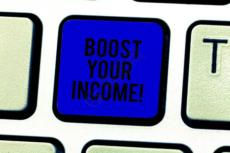 文字书写文本提高您的收入使用兼职工作增加月薪或年薪的商业概念键盘意图创建计算机消图片