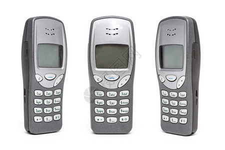 白色背景上的旧手机图片