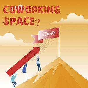 显示CoworkingSpacequest的文本符号概念照片商业服务图片