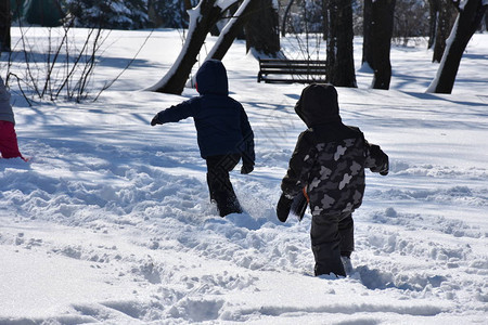 孩子们在雪地里玩耍图片