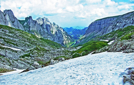 瑞士阿彭策尔内纳罗登州阿尔普斯坦山脉Fahlenschafbe图片