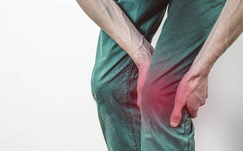 半月板破裂男膝下疼痛膝关节炎症过程背景图片