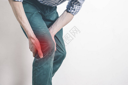 半月板破裂男膝下疼痛膝关节炎症过程背景图片