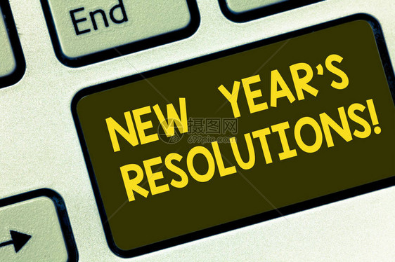 显示新年S决议的文本符号概念照片目标未来365天的目标决策键盘意图创建计算机消息图片