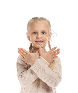 白人背景的小女孩言语治疗的概念图片