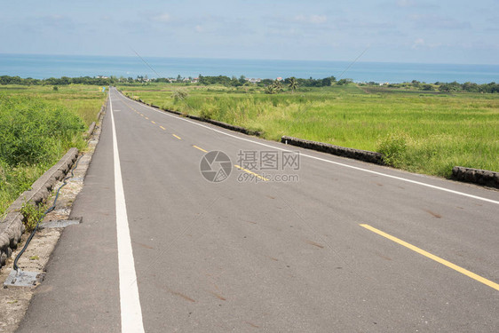 农村绿色稻田的道路图片