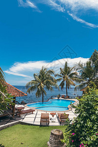 没有人的热带游泳池梦幻岛巴厘岛印度图片