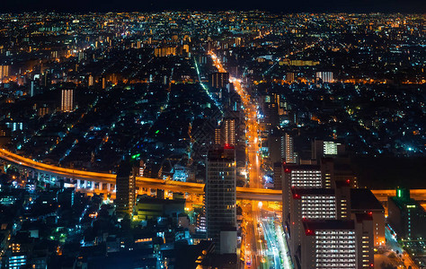 大阪夜景鸟瞰图图片