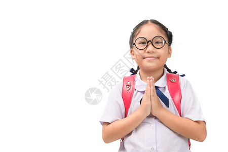 身着校服和背包的亚洲儿童穿着校服图片