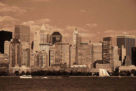 曼哈顿市中心天线城市摩天大楼在图片