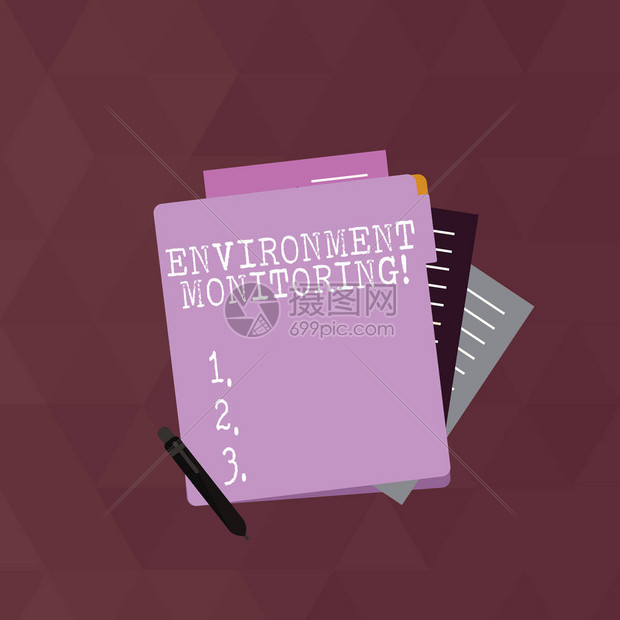 显示环境监测的书写笔记观察和研究环境条件的商业概念衬纸文具部分从图片