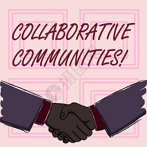 显示协作社区的概念手写概念意义展示与组织工作取得成果商人握手问图片