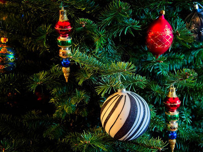 为圣诞节和新年庆祝活动装饰圣诞树图片