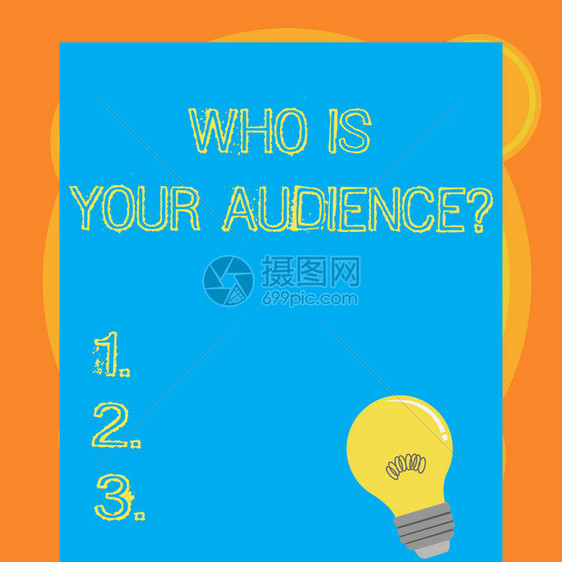 写笔记显示谁是你的听众问题谁正在观看或收听您的演讲的商业概念灯泡内有灯丝放在图片