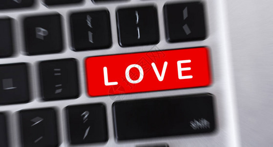 在线约会概念在计算机键盘红色按图片
