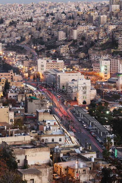 晚上在中东约旦安曼首府约旦的安图片