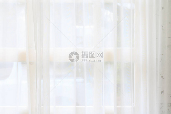 白色窗帘和窗户背景早晨的背景图片