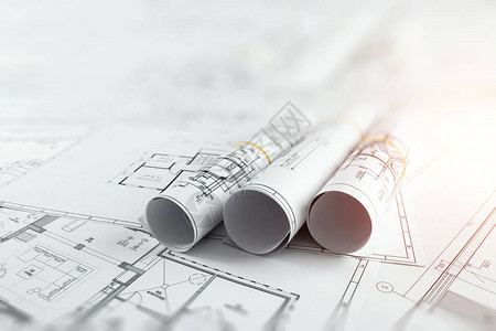 建筑施工图纸扭曲成卷图片