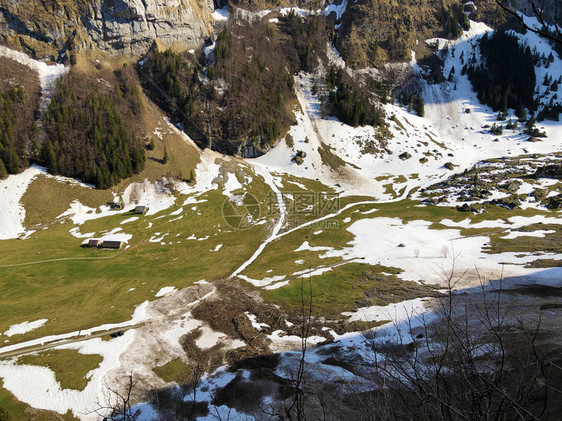 阿尔卑斯山牧场谷Alpsee位于Alpstein山脉和Appenzellerland地区瑞士内阿彭策尔图片