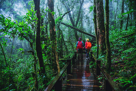 爱人亚洲男人亚洲女人旅行自然旅行放松泰国清迈雨季图片