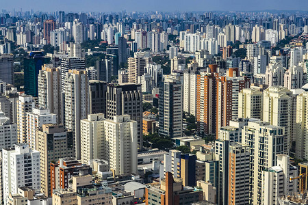 航拍建筑群一个大城市的空中景象圣保背景