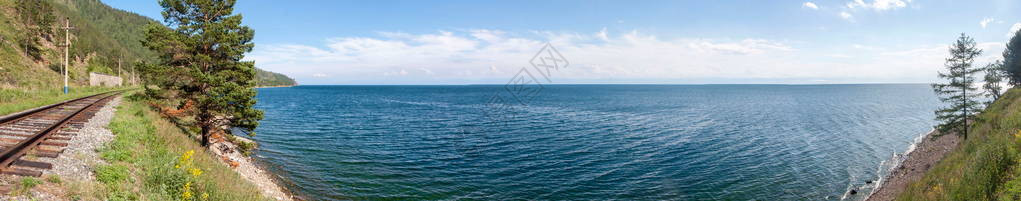白加尔湖美丽的全景明亮图片