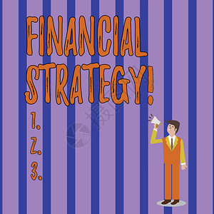 显示财务战略的书写笔记计划为其整体运营融资以实现目标的商业概念商人用音量图标用扩图片