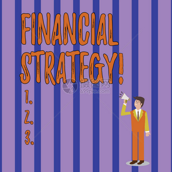显示财务战略的书写笔记计划为其整体运营融资以实现目标的商业概念商人用音量图标用扩图片