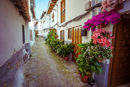 在西班牙埃斯特雷马杜拉的Hervas农村镇背景图片