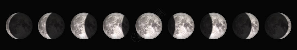 从满月到新月的时期由美国航天局提供的图像图片