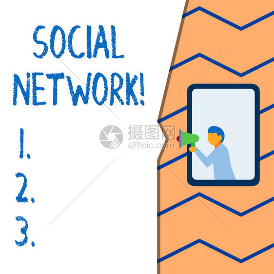 概念手写显示社交网络概念意味着社交互动和展图片